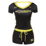 EVE Printed V-Neck Short Sleeve Shorts Suit GZJQ-K25S62488