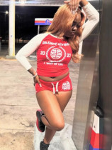 EVE Letter Print Sport Two Piece Shorts Set GFCF-1346