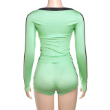EVE Fashion Printed Sexy V-Neck Long Sleeve Shorts Suit GZJQ-K24S56255