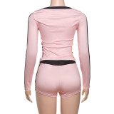EVE Fashion Printed Sexy V-Neck Long Sleeve Shorts Suit GZJQ-K24S56255