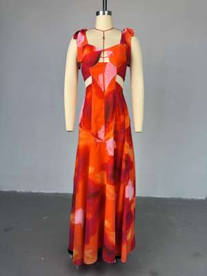 EVE Print Tie Up Sleevleless Maxi Dress GCNE-HK72112
