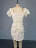 EVE V-Neck Bubble Sleeve Drawstring Mini Dress GCNE-HK72276