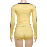 EVE Fashion Printed Sexy V-Neck Long Sleeve Shorts Suit GZJQ-K24S56255