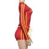 EVE Fashion Printed Sexy V-Neck Long Sleeve Shorts Suit GZJQ-K24S56255