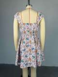EVE Square Neck Printed Irregular Mini Dress GCNE-HK72297