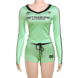 EVE Fashion Printed Sexy V-Neck Long Sleeve Shorts Suit GZJQ-K24S56255