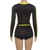 EVE Fashion Printed Sexy V-Neck Long Sleeve Shorts Suit GZJQ-K24S56255