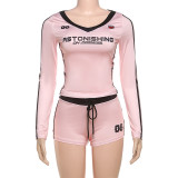 EVE Fashion Printed Sexy V-Neck Long Sleeve Shorts Suit GZJQ-K24S56255
