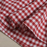 EVE Sexy Plaid Wrap Chest Pleated Skirt 2 Piece Set GNZD-51599SBD