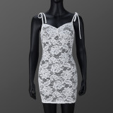 EVE See Through Tie Up Lace Sling Mini Dress GNZD-51532DHD