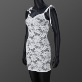 EVE See Through Tie Up Lace Sling Mini Dress GNZD-51532DHD
