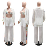 EVE See Through Hollow Out Knit 3 Piece Pants Set CYA-901729