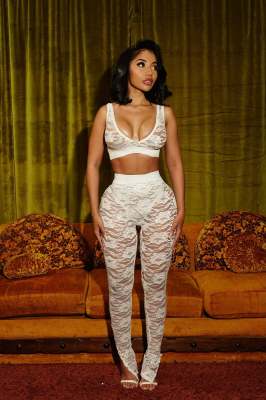 EVE Sexy Sleeveless Lace Two Piece Pants Set YD-8824
