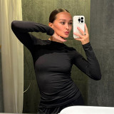 EVE Solid Color O Neck Loose Two Piece Pants Set GSZM-Y24ST593