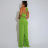 EVE Solid Color Sexy Halterneck Two Piece Pants Set YF-20181