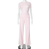 EVE Solid Color O Neck Loose Two Piece Pants Set GSZM-Y24ST593