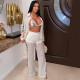 EVE See Through Hollow Out Knit 3 Piece Pants Set CYA-901729