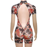 EVE Print Mesh Backless Romper GZJQ-K25Q66528