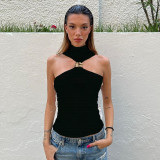 EVE Solid Color Sleeveless High Collar Vest GSZM-G25TP054