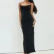 EVE One Shoulder Lace Up Halterneck Maxi Dress GNZD-51535DBD