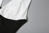 EVE Sexy V Neck Halterneck Color Block Maxi Dress DLSF-K25D66724