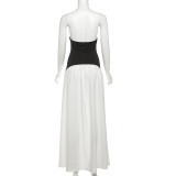 EVE Sexy V Neck Halterneck Color Block Maxi Dress DLSF-K25D66724
