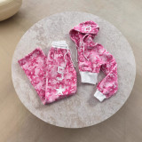 EVE Print Cardigan Hooded Coat And Pants Suit GLJS-B8306