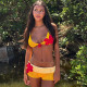 EVE Suspender Knit Color Block Shorts Two-piece Set DLSF-W24S67503