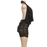 EVE Deep V Neck Halterneck Backless Skirt Suit DLSF-K25S63877