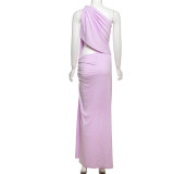 EVE Irregular Single Shoulder Sleeveless Maxi Dress DLSF-K25D63464