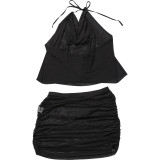 EVE Deep V Neck Halterneck Backless Skirt Suit DLSF-K25S63877