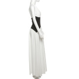 EVE Sexy V Neck Halterneck Color Block Maxi Dress DLSF-K25D66724
