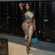 EVE Sleeveless Print Tight Two Piece Pants Set DLSF-K25S68435