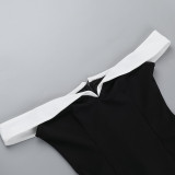 EVE One-Shoulder Color-Collision Bustless Mini Dress FL-JY24669PFO