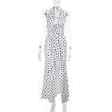 EVE Polka Dot Print Sleeveless Slim Fishtail Dress FL-WQ25010PFO