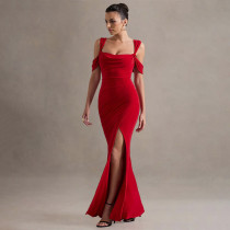EVE Solid Color Halter Sexy Split Gown Dress FL-XY25016PFO
