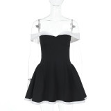EVE One-Shoulder Color-Collision Bustless Mini Dress FL-JY24669PFO