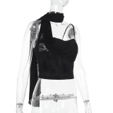 EVE Sexy Single Shoulder Tie Up Tops FL-YL25039MHO