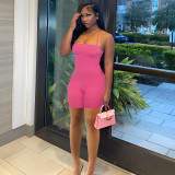 EVE Solid Color Backless Halterneck Romper LM-8432
