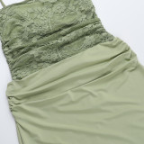 EVE Sexy Lace Patchwork Sling Slim Maxi Dress FL-JY25029DGO
