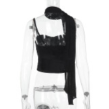 EVE Sexy Single Shoulder Tie Up Tops FL-YL25039MHO