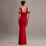 EVE Solid Color Halter Sexy Split Gown Dress FL-XY25016PFO