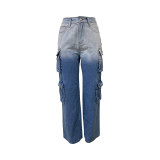 EVE Multi-pocket Gradient Color Loose Jeans LSD-2411