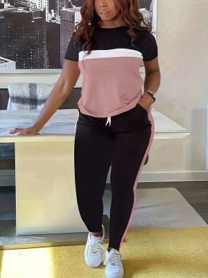 EVE Stripe Short Sleeve Pants 2 Piece Set SH-391320