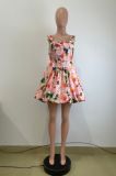 EVE Print Halter Princess Bubble Mini Dress QODY-6057