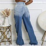 EVE Multi-pocket Gradient Color Loose Jeans LSD-2411