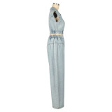 EVE Fashion Denim Sleeveless Tops Loose Pant Suit AIL-314