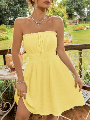 EVE Solid Color Tube Tops Loose Mini Dress ANDF-2506
