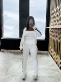 EVE Stripe Patchwork Zipper Long Sleeve Pants 3 Piece Set  SFY-702