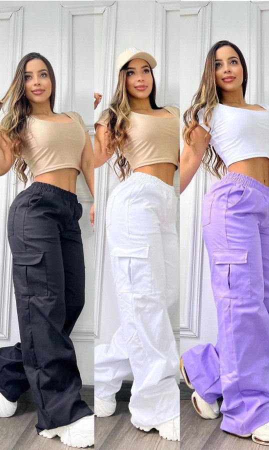 EVE Casual Solid Coor Loose Straight Pants OLYF-6178